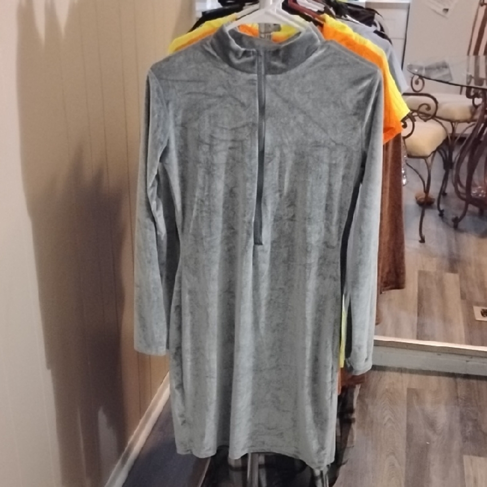 Gray Long Sleeve Dress